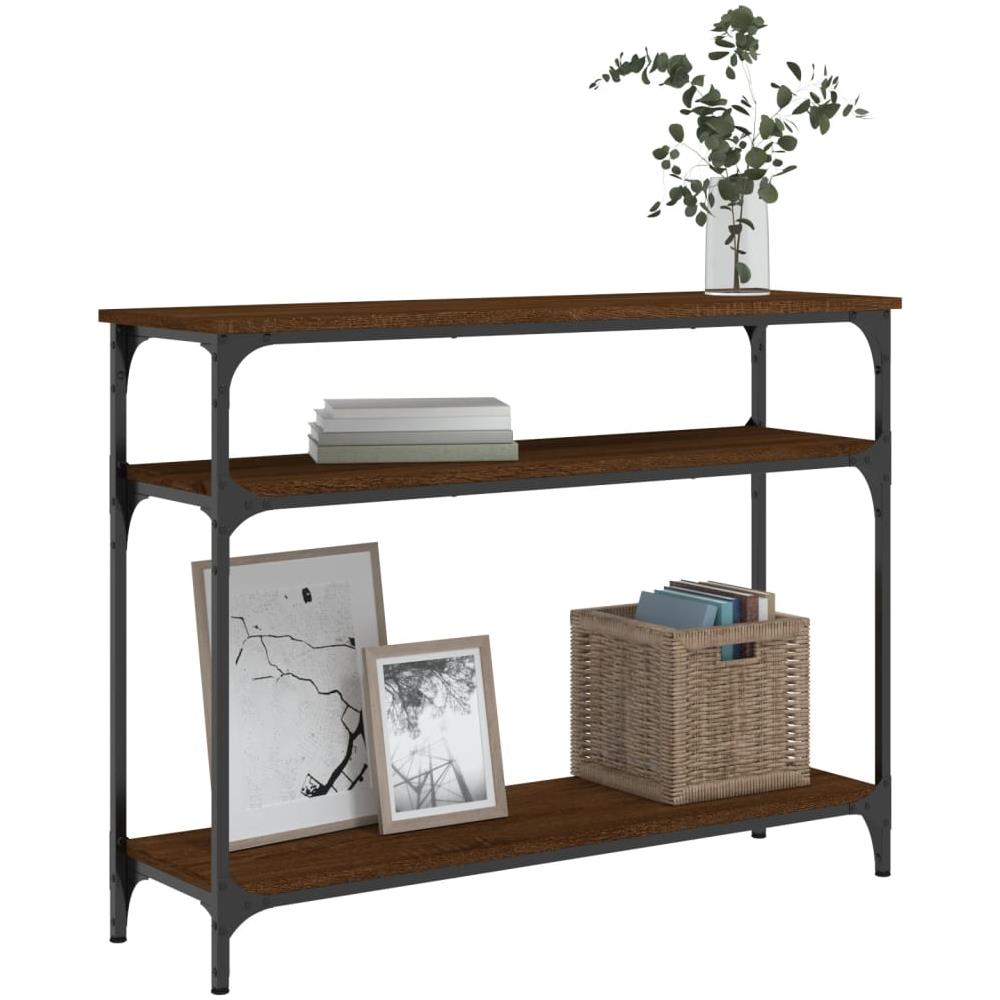 Tavolino Consolle Rovere Marrone 100x29x75 Cm Legno Multistrato - Foto 3