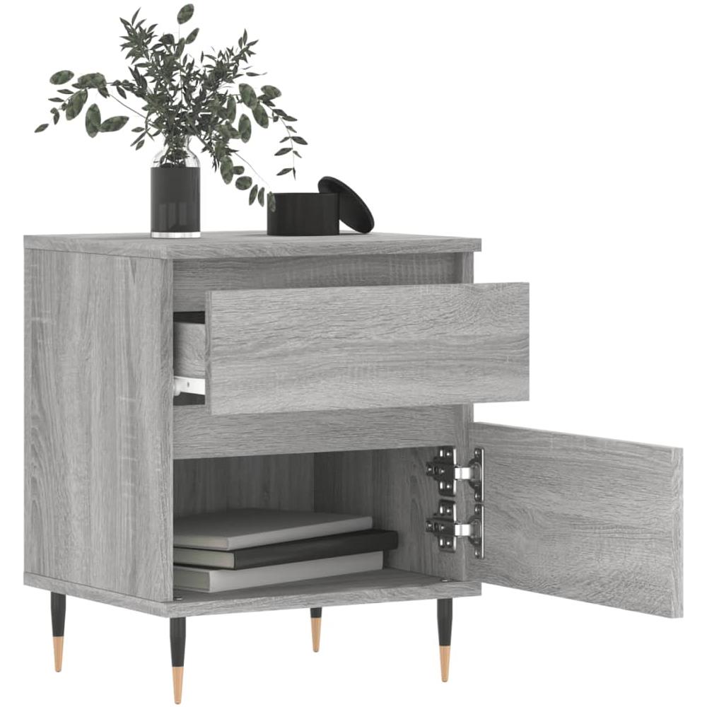 Comodino Grigio Sonoma 40x35x50 Cm In Legno Multistrato - Foto 3