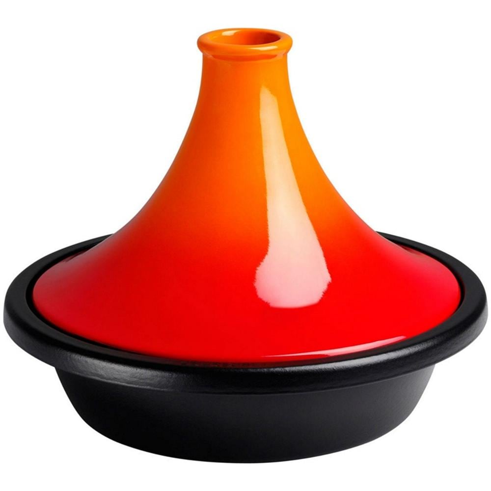 Tajine con Base in Ghisa e Cono in Ceramica Diametro 27 cm Colore Arancio - Foto 1