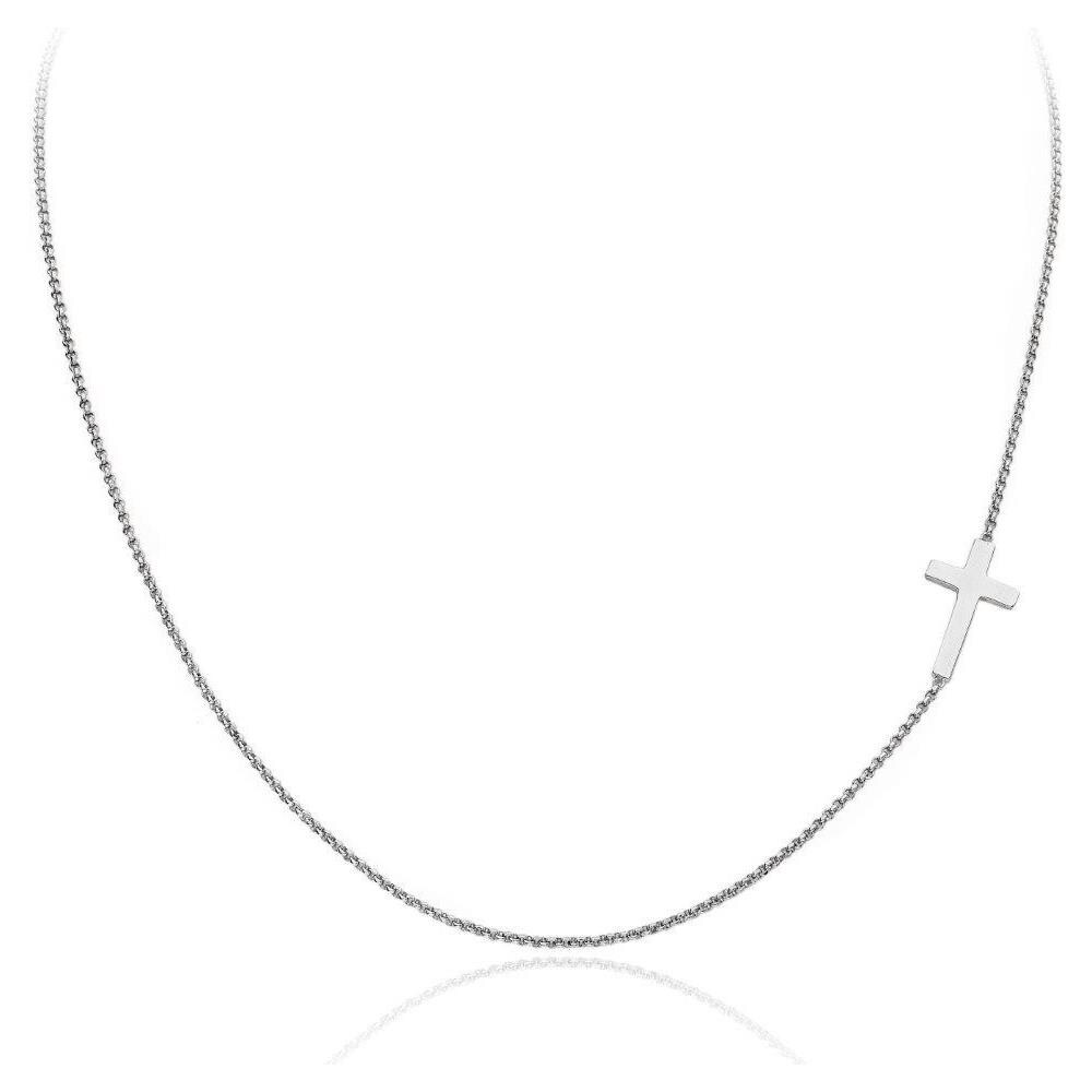 Collana In Argento 925 - Collezione Prega, Ama - Colore Rodio - Misura Unica Collana Croce - Foto 1