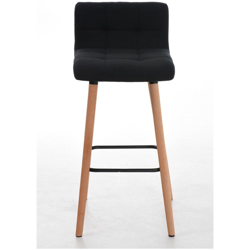 Sgabello Bar LINCOLN in Stoffa Trapuntata e Telaio in Legno di Faggio I Sgabello Alto da Cucina con Seduta 75 cm I Sedia Alta da Bancone con Schienale e Poggiapiedi Nero - Foto 2