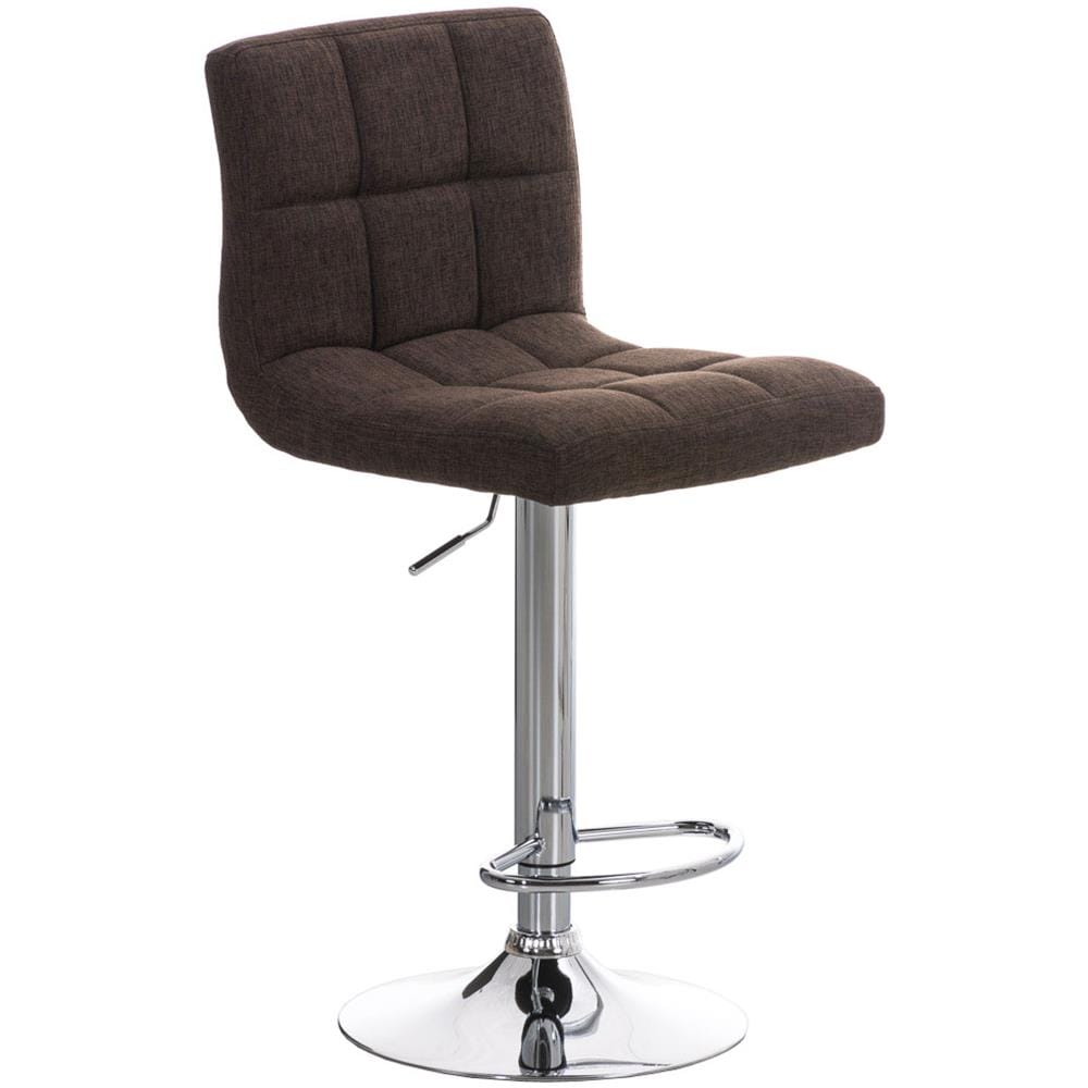 Sgabello Bar PERU con Fodera in Tessuto | Sgabello Alto Girevole a 360° e Regolabile in Altezza 64 - 84 cm | Sgabello con Poggiapiedi | Sgabello Cucina con Schienale Imbottito ed Eleganti Cuciture | Sedia Cucina Moderna marrone - Foto 1