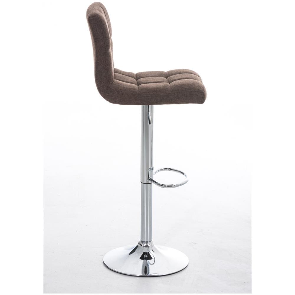 Sgabello Bar PERU con Fodera in Tessuto | Sgabello Alto Girevole a 360° e Regolabile in Altezza 64 - 84 cm | Sgabello con Poggiapiedi | Sgabello Cucina con Schienale Imbottito ed Eleganti Cuciture | Sedia Cucina Moderna marrone - Foto 2