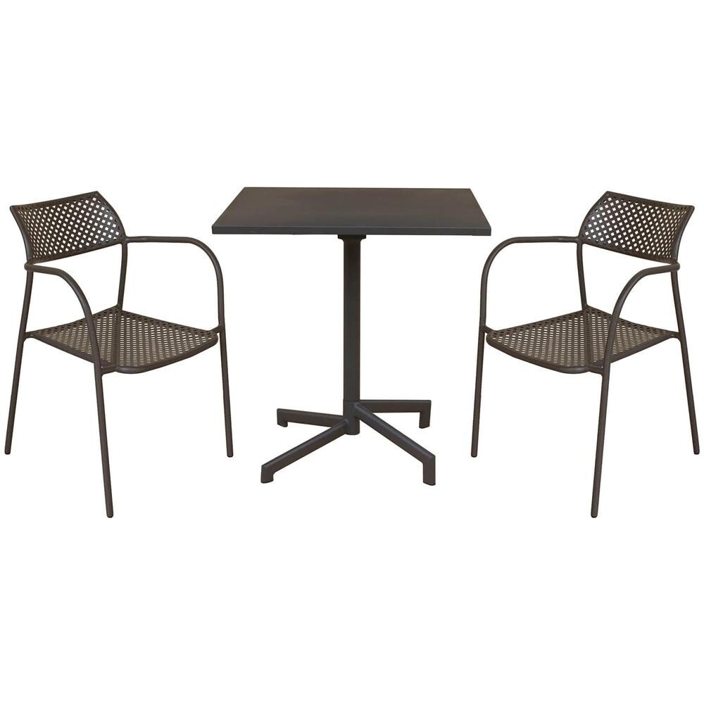 Opera - Set Tavolo In Metallo Cm 70 X 70 X 73 H Con 2 Poltrone Aviim - Foto 1