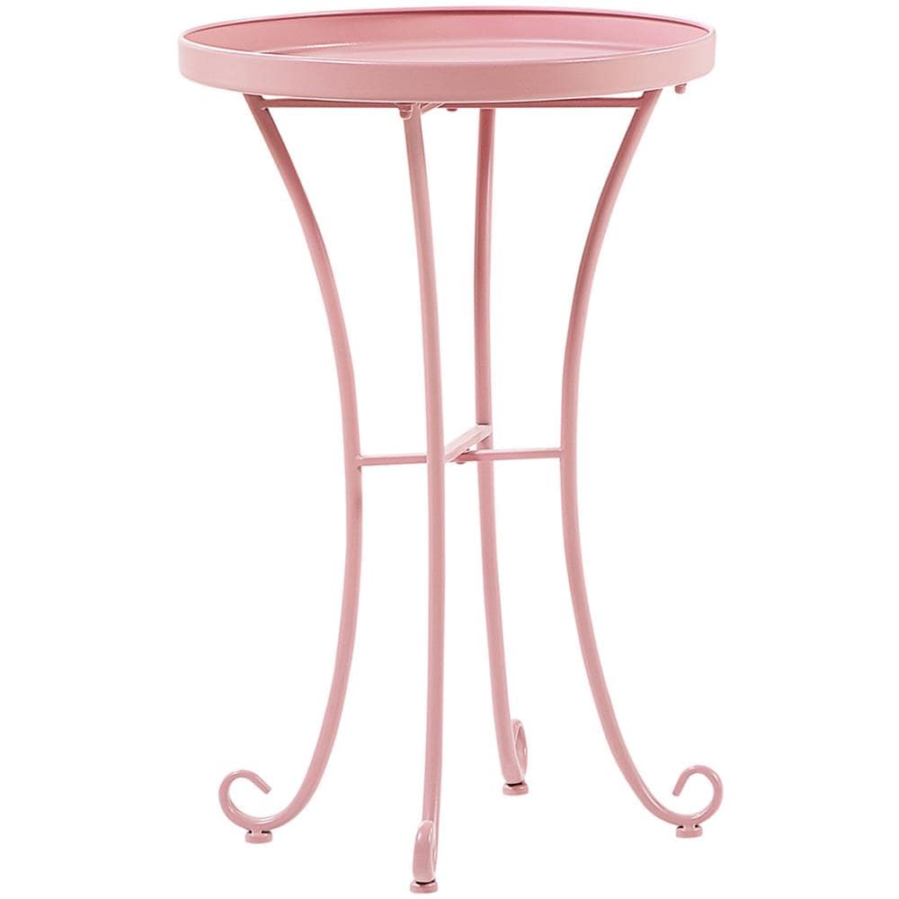 Tavolino In Metallo Rosa Rotondo 40 Cm Cavinia - Foto 1