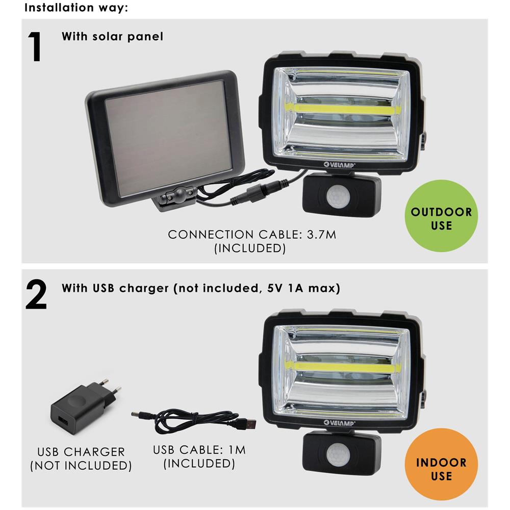 Inca: Proiettore Led 1600 Lumen A Ricarica Solare, Con Rilevatore Di Movimento - Foto 3