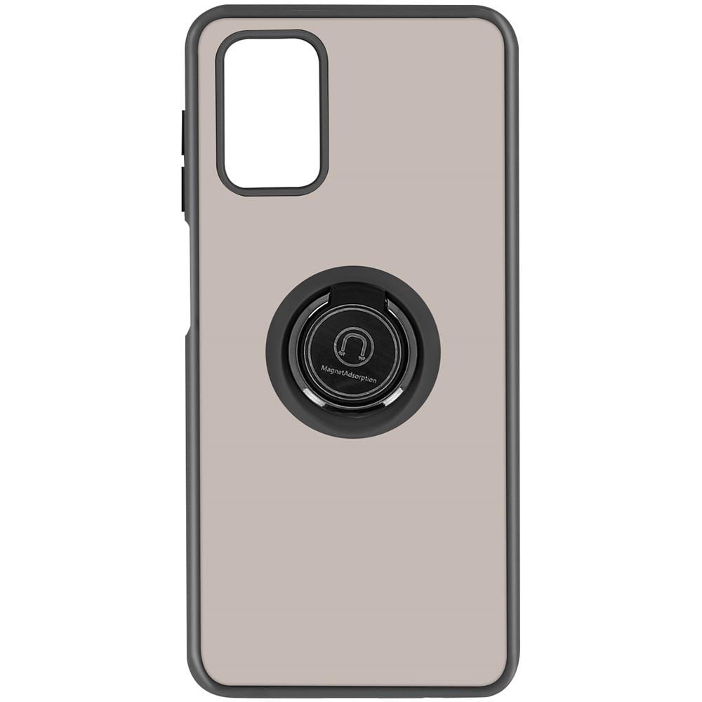 Cover Samsung Galaxy A03s Bimateriale Anello Supporto Metallico Nera - Foto 1