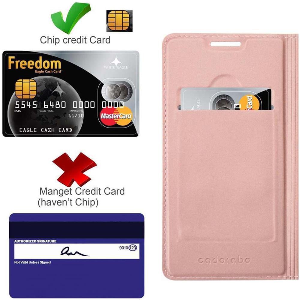 Custodia Compatibile Con Nokia Lumia 550 In Classy Oro Rosa - Coperchio Protettiva Con Chiusura Magnetica, Funzione Stand E Tasca Per Le Carte - Foto 2