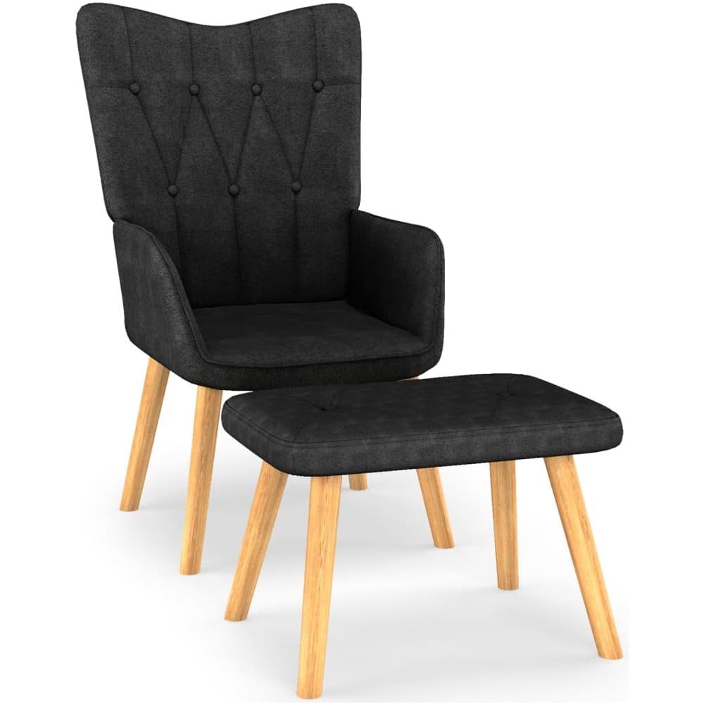 Poltrona Relax con Poggiapiedi Nero in Tessuto - Foto 1