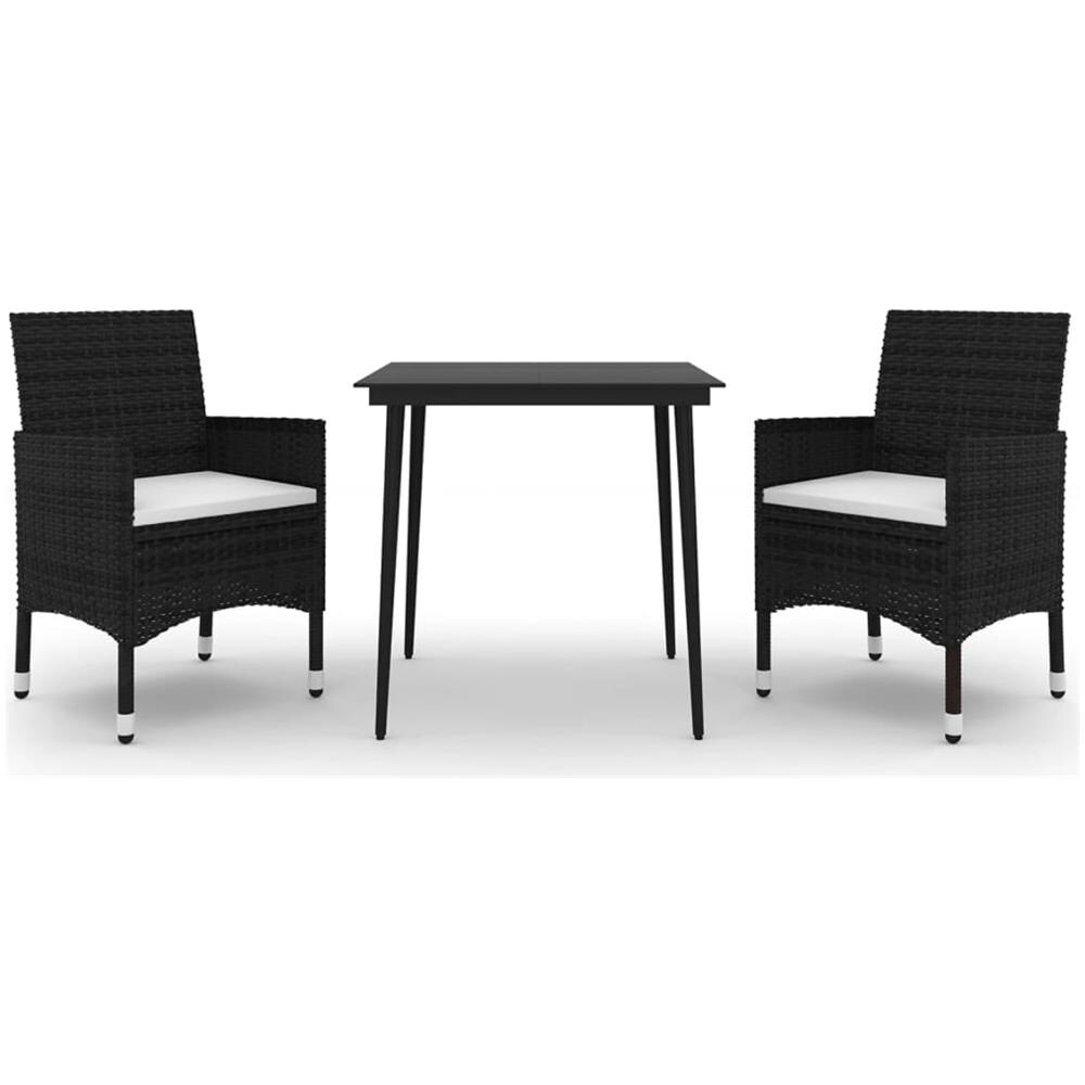 Set Da Pranzo Da Giardino 3 Pz Con Cuscini Polyrattan E Vetro - Foto 2