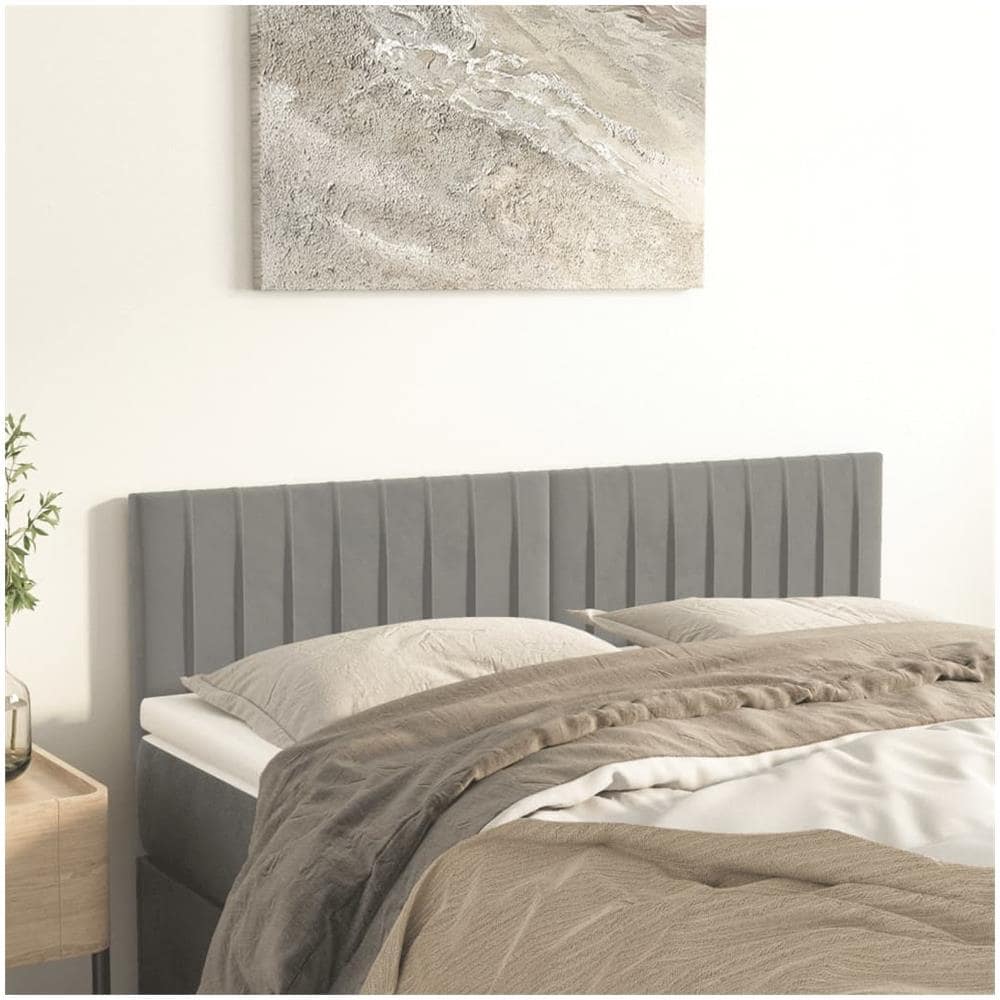 Testiere 2 Pz Grigio Chiaro 72x5x78/88 Cm In Velluto - Foto 1