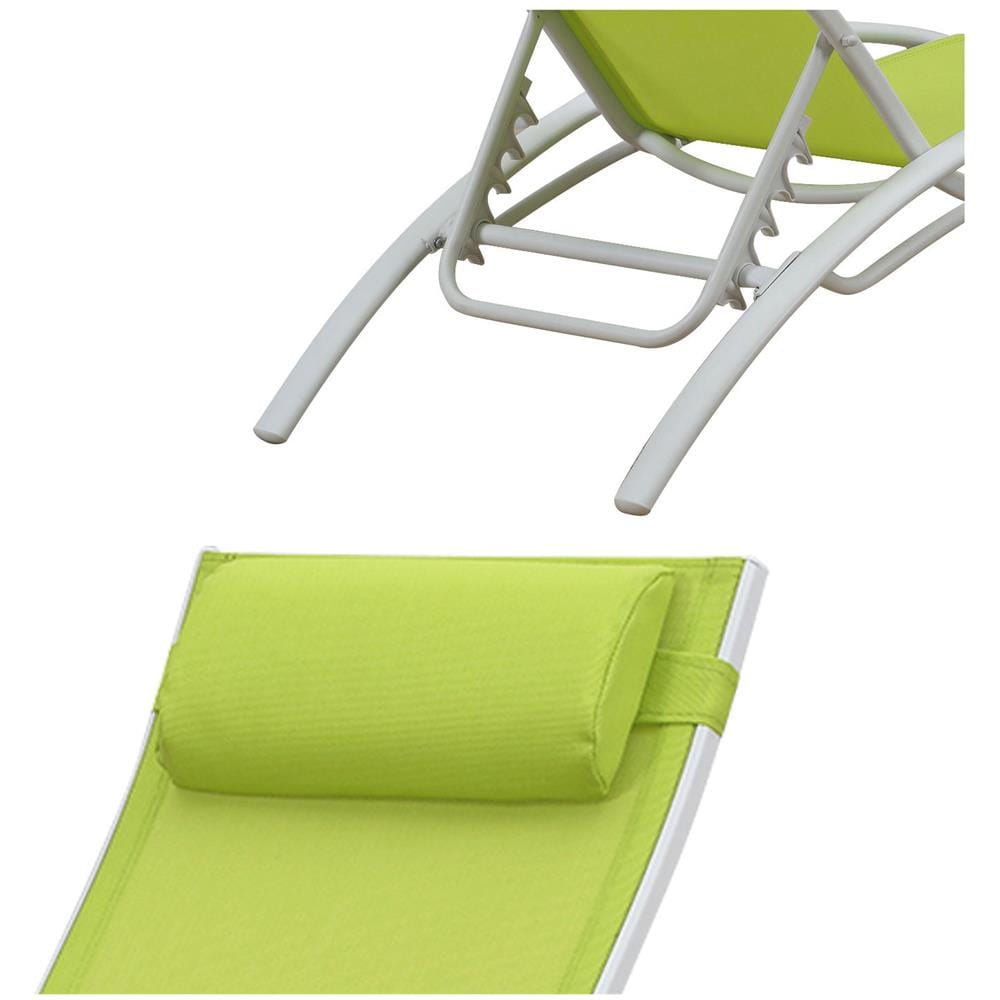 Set Di 2 Sedie A Sdraio Galapagos In Textilene Verde - Alluminio Bianco - Foto 6