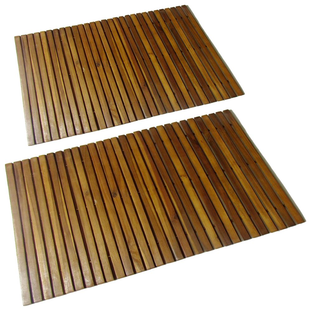 Set 2 Pz Stuoia Per Bagno In Acacia 80 X 50 Cm - Foto 1