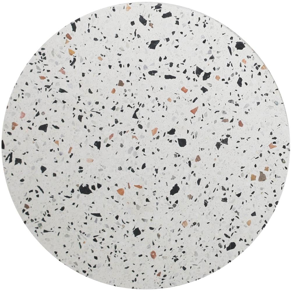 Tavolino Piano In Yala Con Terrazzo Bianco E Piedini Metallici In Nero Opaco / Diametro: 41 Cm - Foto 2