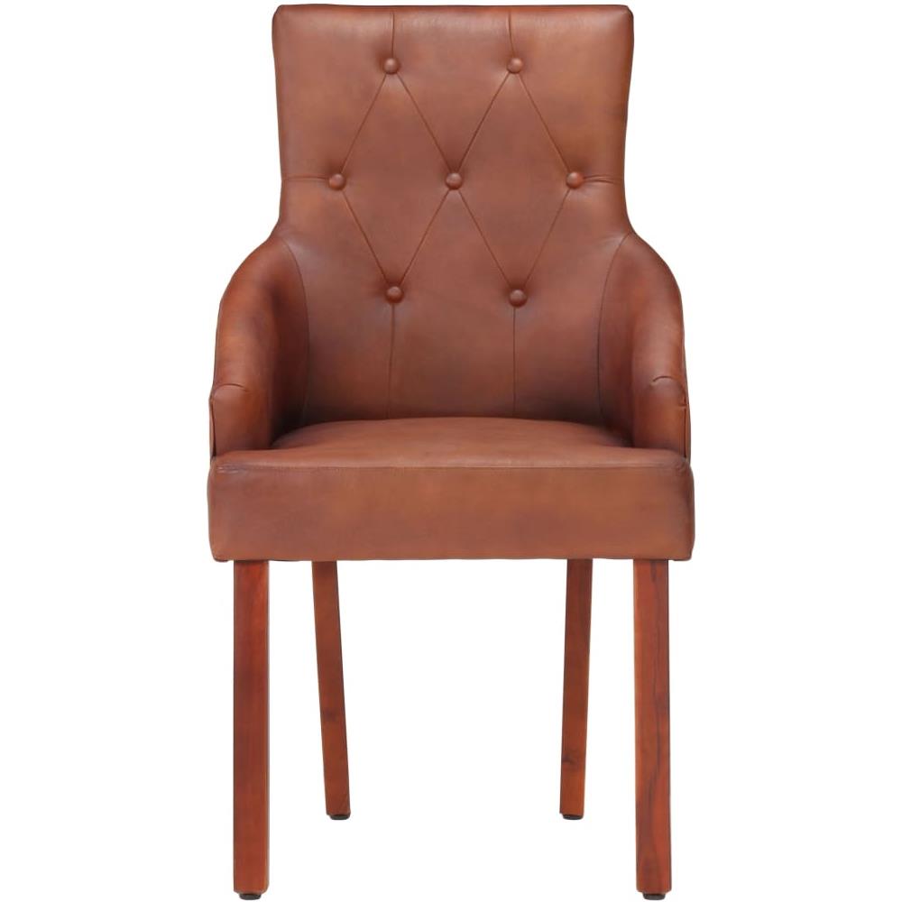 Sedie da Pranzo 2 pz Marroni in Vera Pelle di Capra - Foto 3