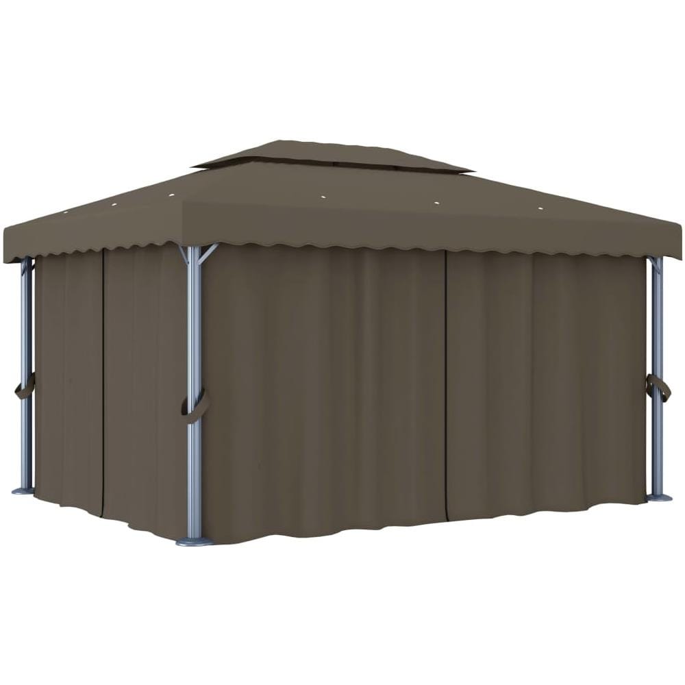 Gazebo Con Tende 4x3 Cm Grigio Talpa In Alluminio - Foto 1