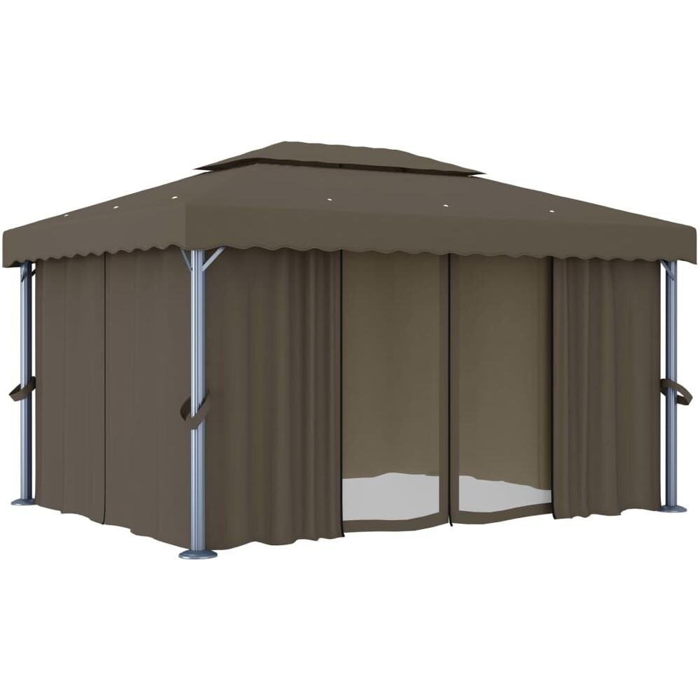 Gazebo Con Tende 4x3 Cm Grigio Talpa In Alluminio - Foto 2