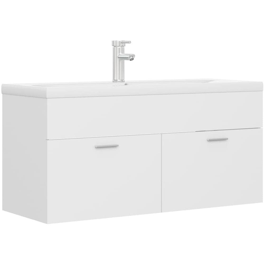 Mobile Bagno con Lavabo Integrato Bianco in Legno Multistrato - Foto 2