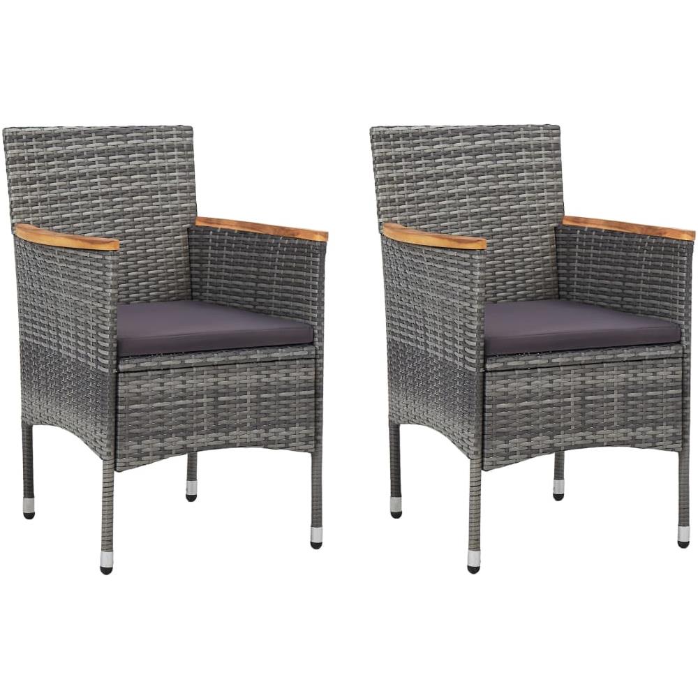 Set da Bistrot 3 pz in Polyrattan e Legno Acacia Grigio - Foto 2