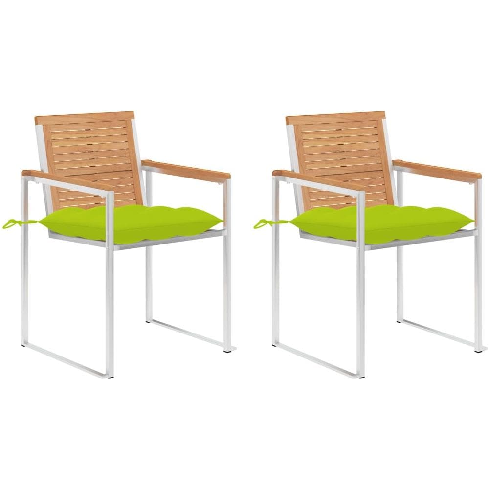 Sedie Da Giardino 2 Pz Con Cuscini In Legno Di Teak E Acciaio - Foto 2