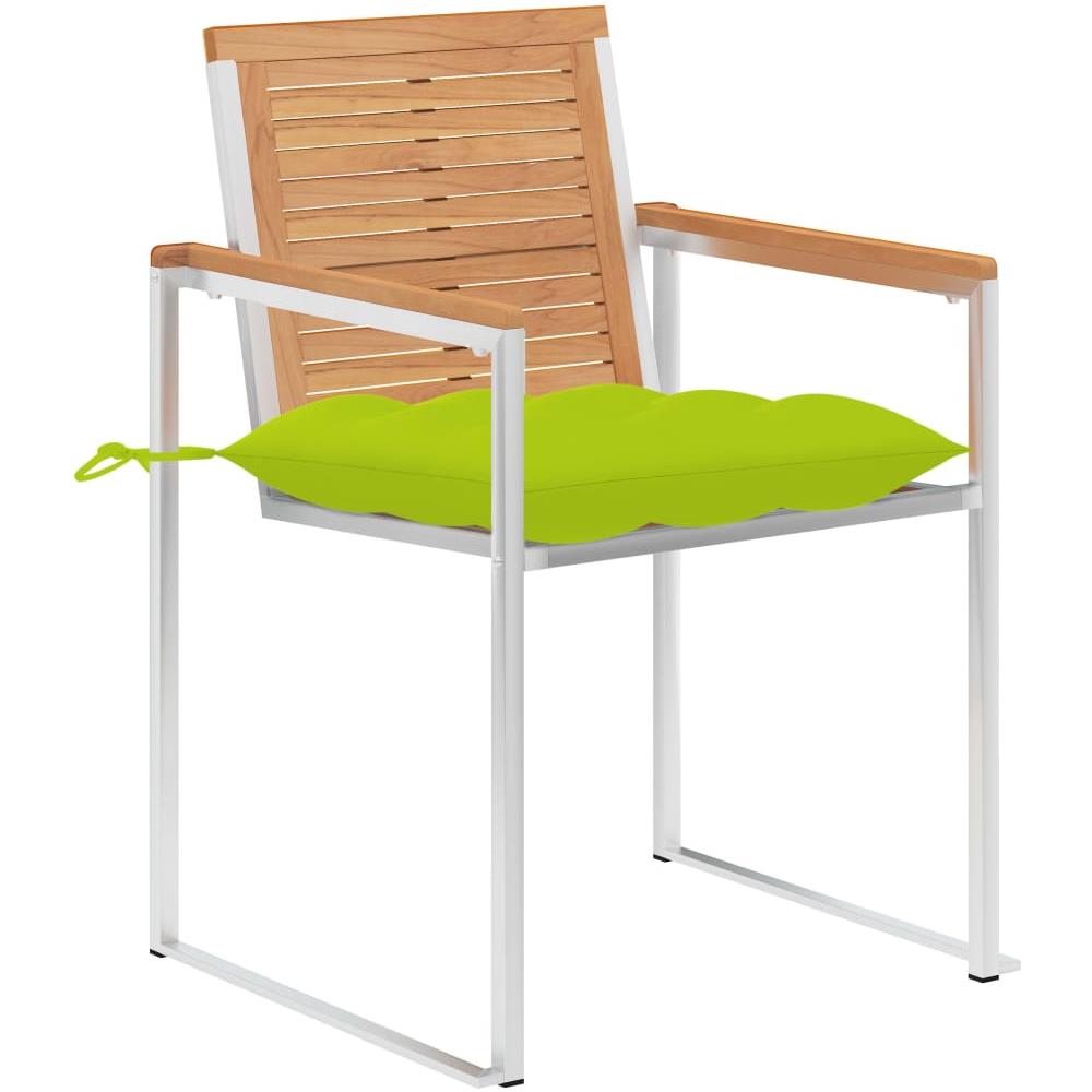 Sedie Da Giardino 2 Pz Con Cuscini In Legno Di Teak E Acciaio - Foto 3