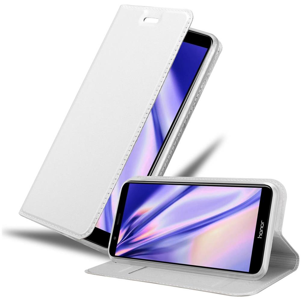 Custodia Compatibile Con Honor 7x In Classy Argento - Coperchio Protettiva Con Chiusura Magnetica, Funzione Stand E Tasca Per Le Carte - Foto 1
