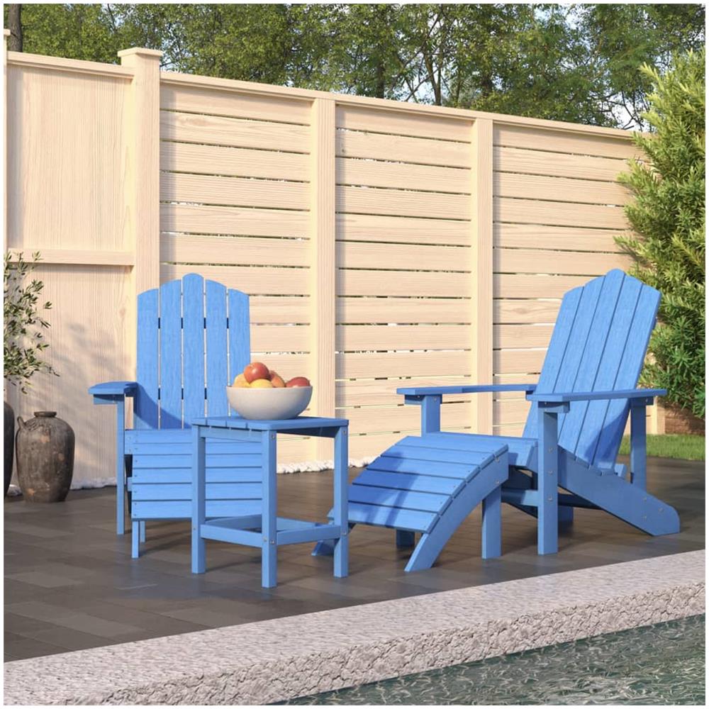 Sedie Giardino Poggiapiedi E Tavolo Adirondack Hdpe Blu Acqua - Foto 1