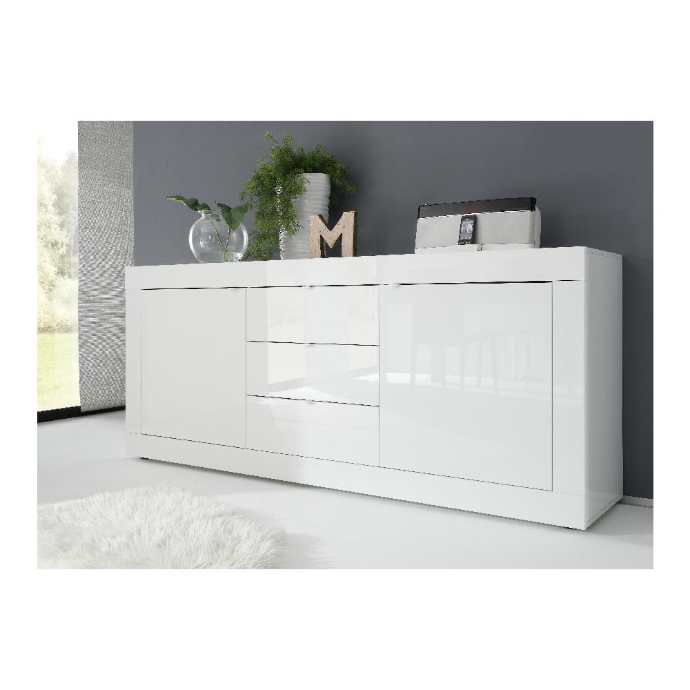 Mobile Multiuso Basic - 2 Ante, 3 Cassetti - Per Sala, Camera, Cucina, Ingresso - Bianco In Truciolare Melaminico, 210 X 43 X 86 Cm - Foto 1