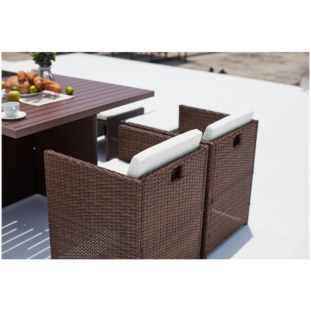 Salotto Da Giardino A Incasso 4 Posti Resina Intrecciata Castagna/bianco Sunset - Foto 6