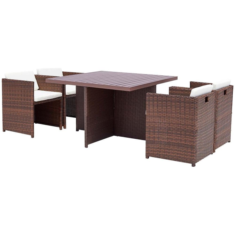 Salotto Da Giardino A Incasso 4 Posti Resina Intrecciata Castagna/bianco Sunset - Foto 1