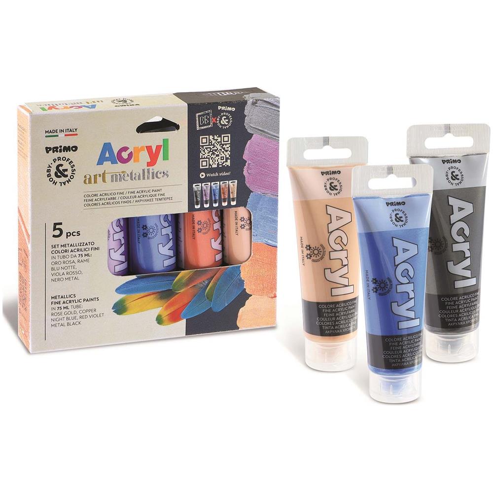 5 Tubetti Di Vernice Acrilica Metallizzata - Foto 1
