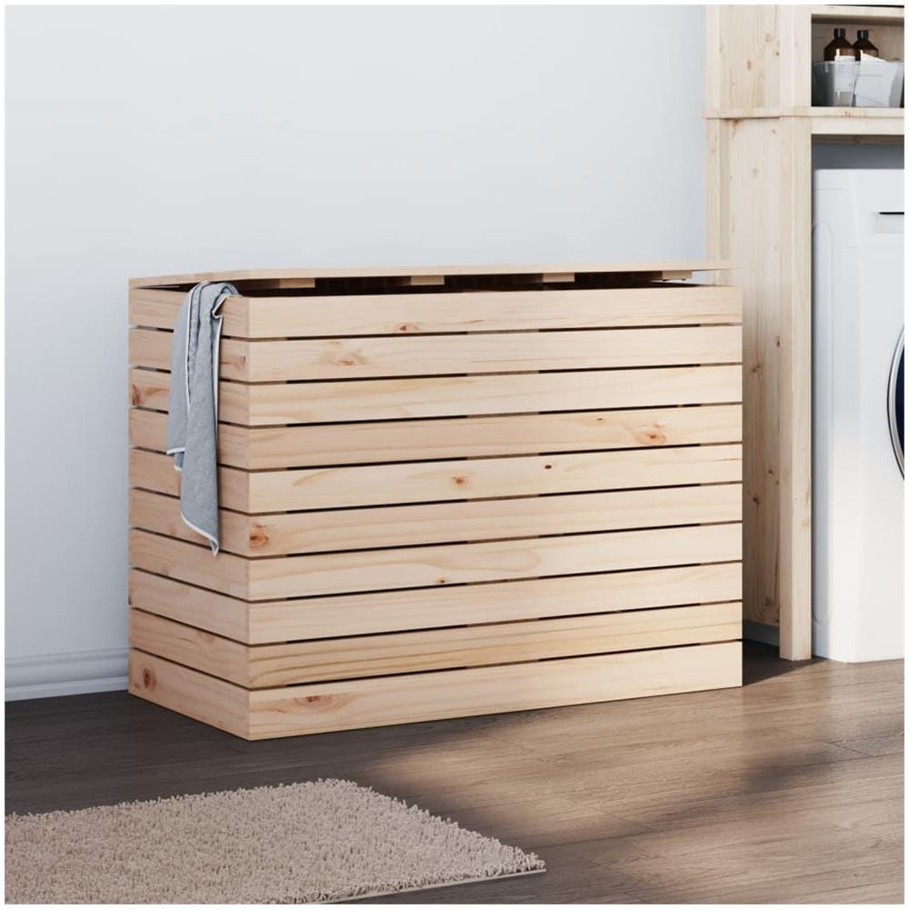 Cesto Per Bucato 88,5x44x66 Cm Legno Massello Pino - Foto 1