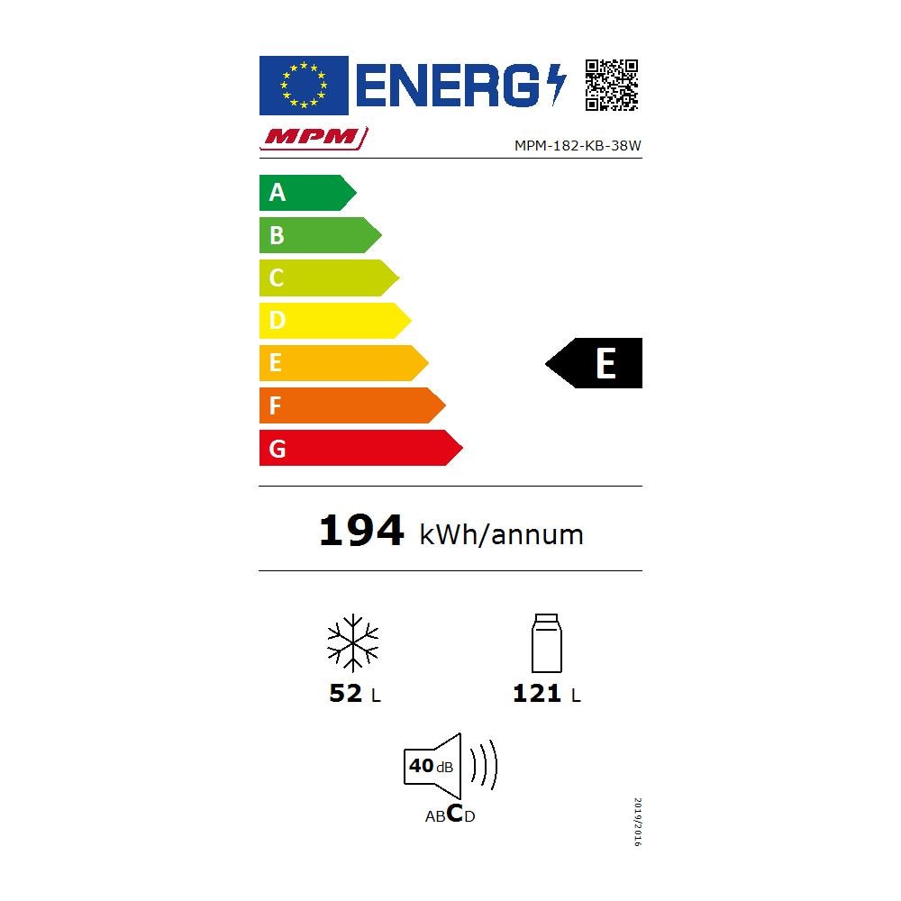 Frigorifero Doppia Porta -182-KB-38W No Frost Classe E Capacità Lorda / Netta 182/121 Litri Colore Bianco - Foto 2