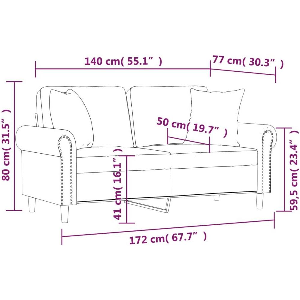 Divano a 2 Posti con Cuscini Grigio Scuro 140 cm in Velluto - Foto 8