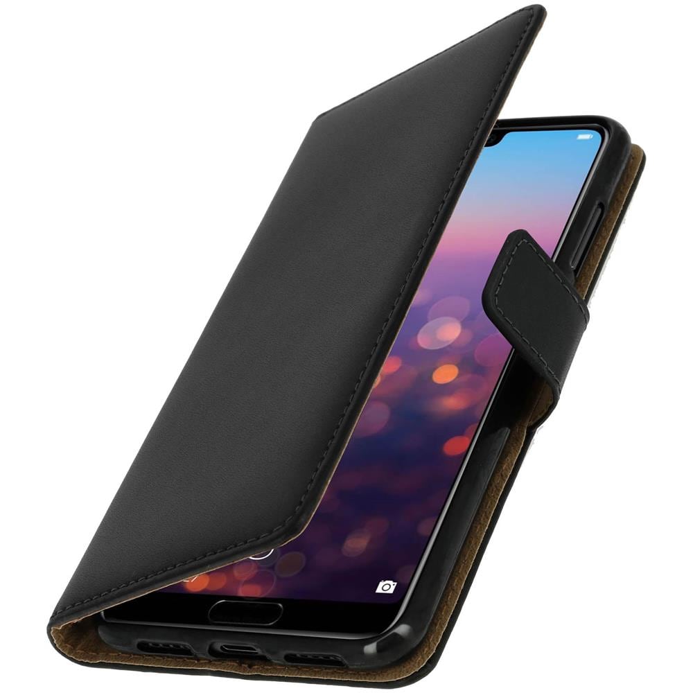 Custodia Huawei P20 Pro In Pelle Portafoglio Sportellino Cover Silicone Nera - Foto 1