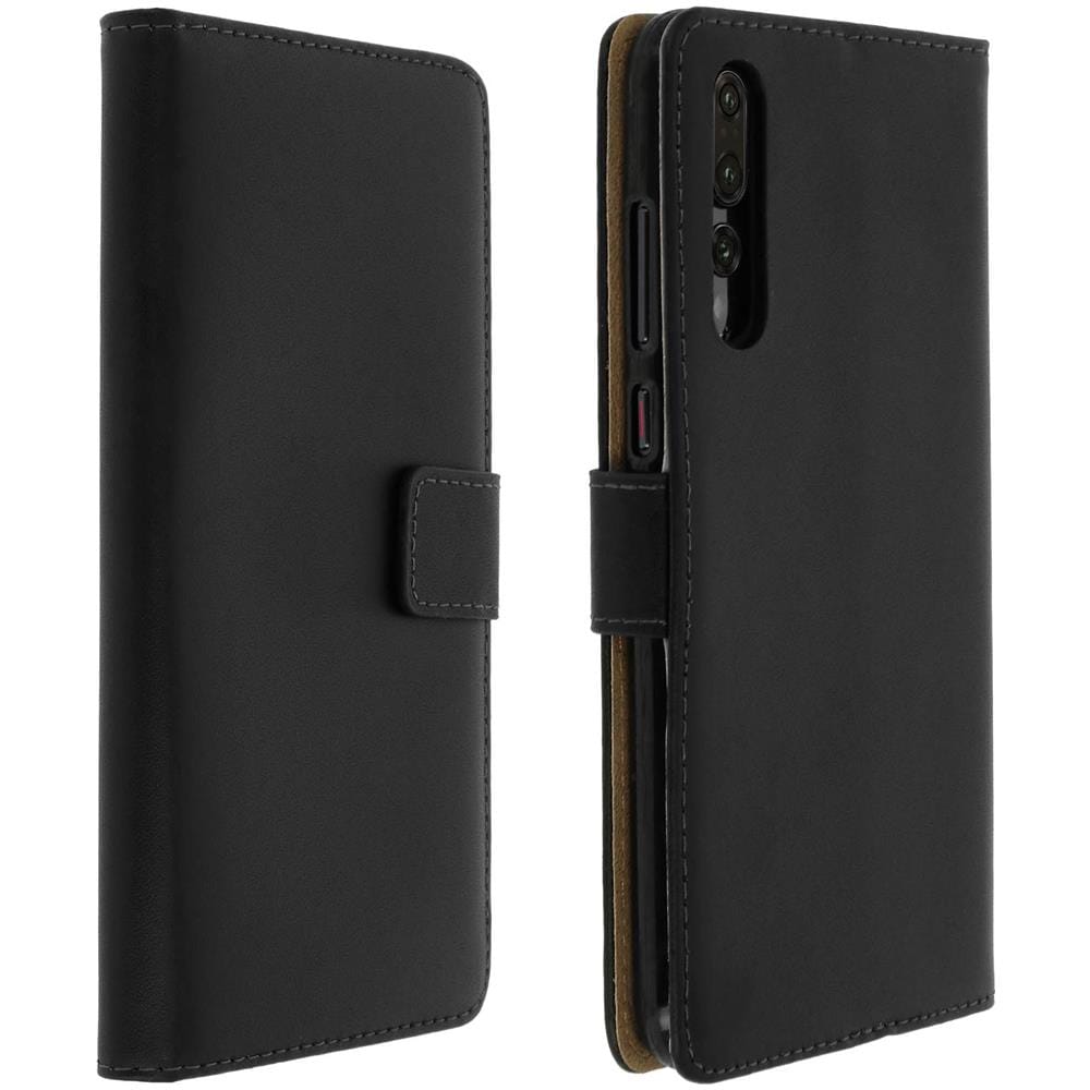 Custodia Huawei P20 Pro In Pelle Portafoglio Sportellino Cover Silicone Nera - Foto 2