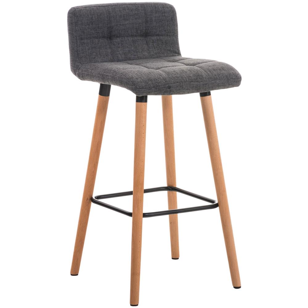 Sgabello Bar LINCOLN in Stoffa Trapuntata e Telaio in Legno di Faggio I Sgabello Alto da Cucina con Seduta 75 cm I Sedia Alta da Bancone con Schienale e Poggiapiedi Grigio Chiaro - Foto 1