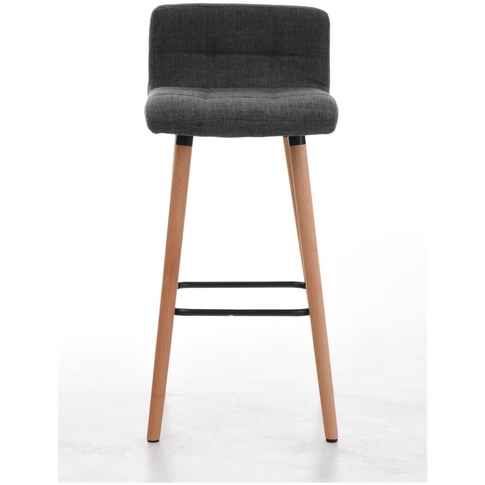 Sgabello Bar LINCOLN in Stoffa Trapuntata e Telaio in Legno di Faggio I Sgabello Alto da Cucina con Seduta 75 cm I Sedia Alta da Bancone con Schienale e Poggiapiedi Grigio Chiaro - Foto 2