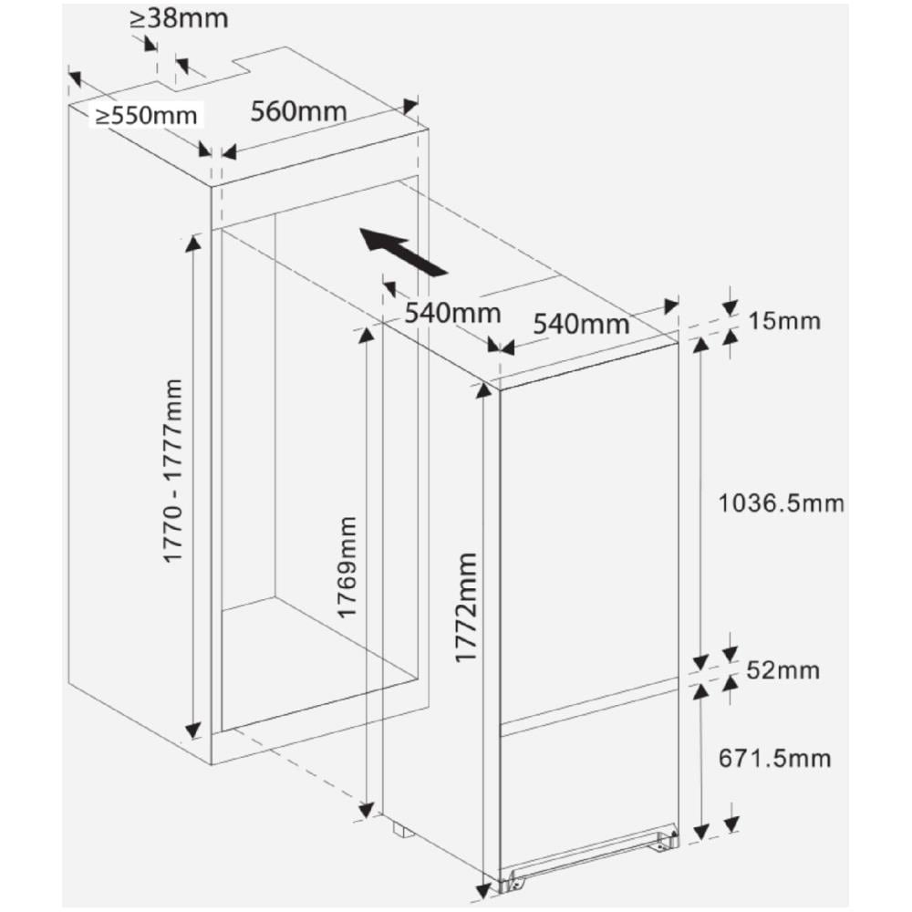 Frigorifero Combinato da Incasso R12058W3 Statico Classe E Capacità Lorda /Netta 259 / 250 Litri - Foto 6