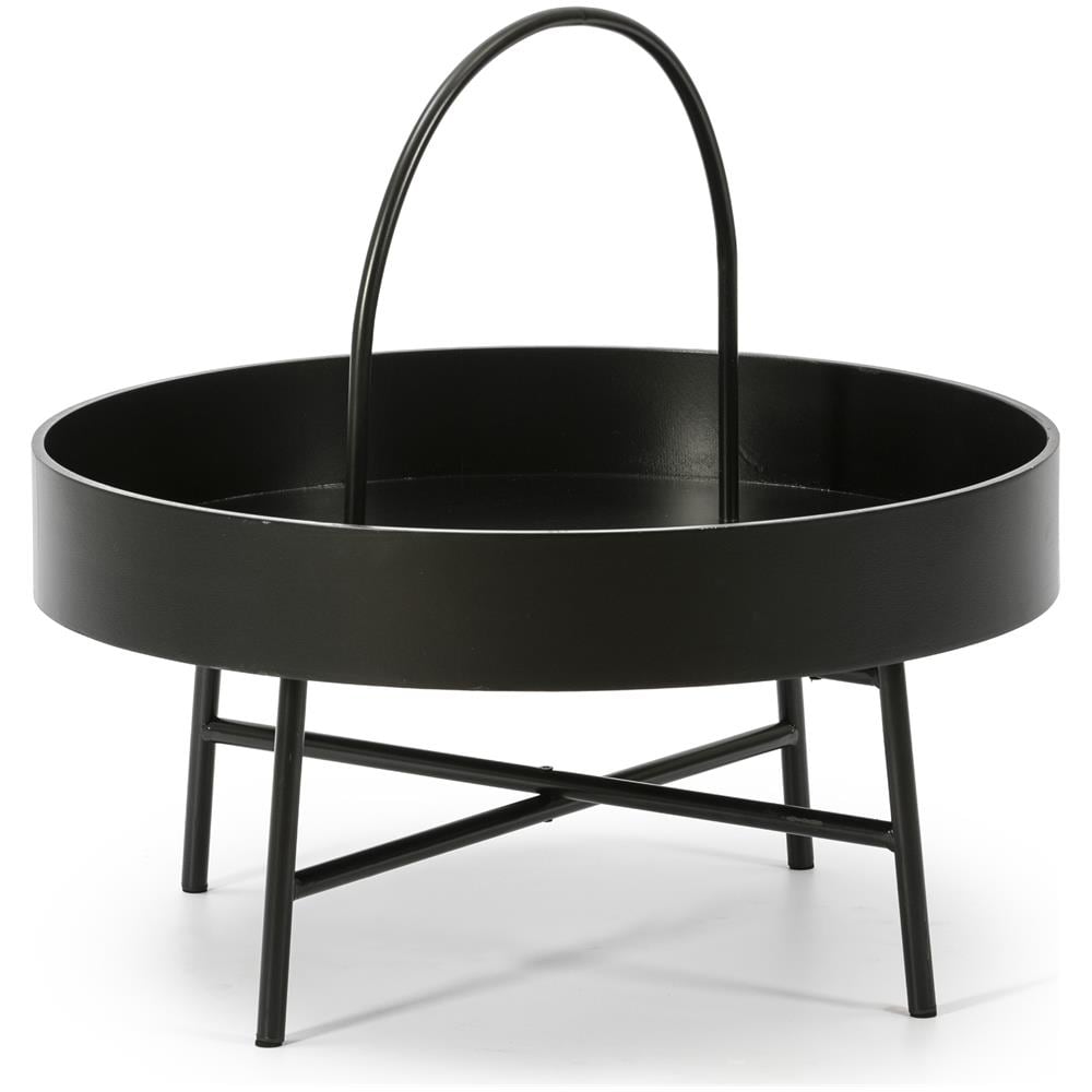 Tavola Rotonda Manila Ausiliario Con Top Nero In Mdf E Struttura In Metallo In Colore Nero Opaco / Diametro: 60 Cm - Foto 1