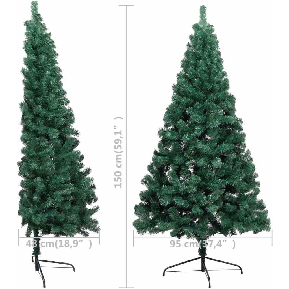 Albero di Natale Artificiale Metà con Supporto Verde 150 cm PVC - Foto 8