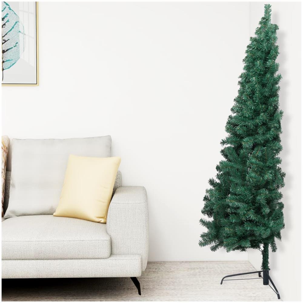 Albero di Natale Artificiale Metà con Supporto Verde 150 cm PVC - Foto 1