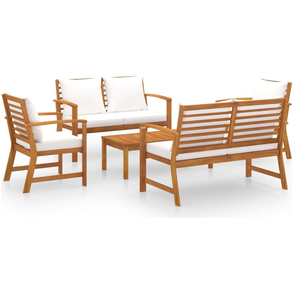 Set Divani da Giardino 5 pz con Cuscini in Legno Acacia - Foto 1