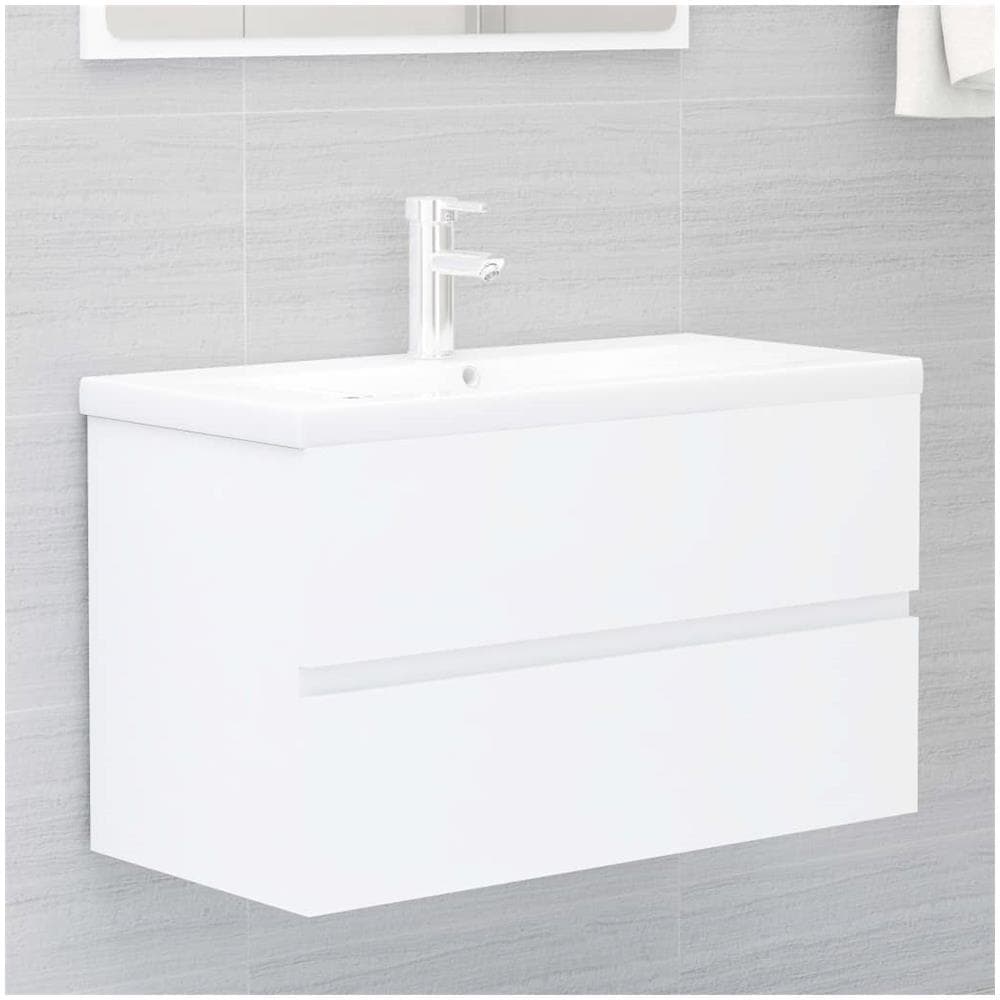 Mobile con Lavabo Integrato Bianco in Legno Multistrato - Foto 1