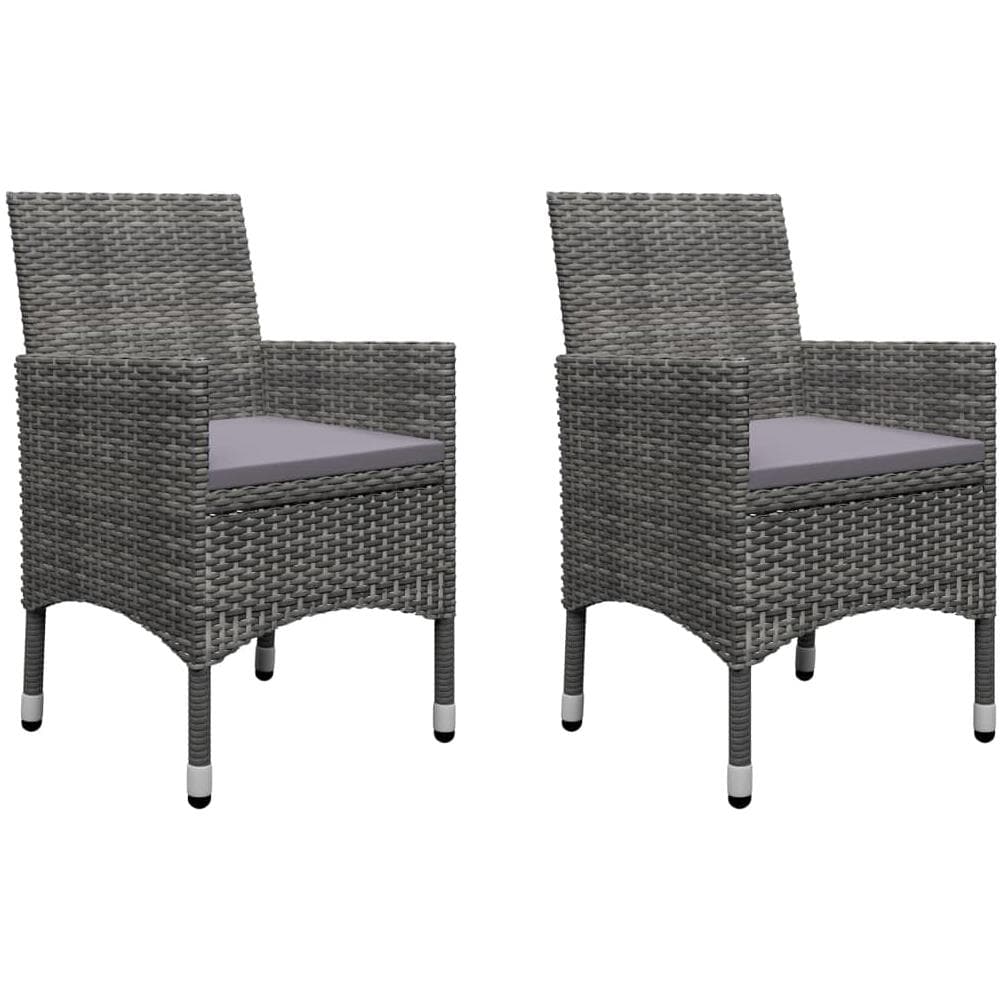 Set da Bistrot 3 pz in Polyrattan e Legno Acacia Grigio - Foto 2