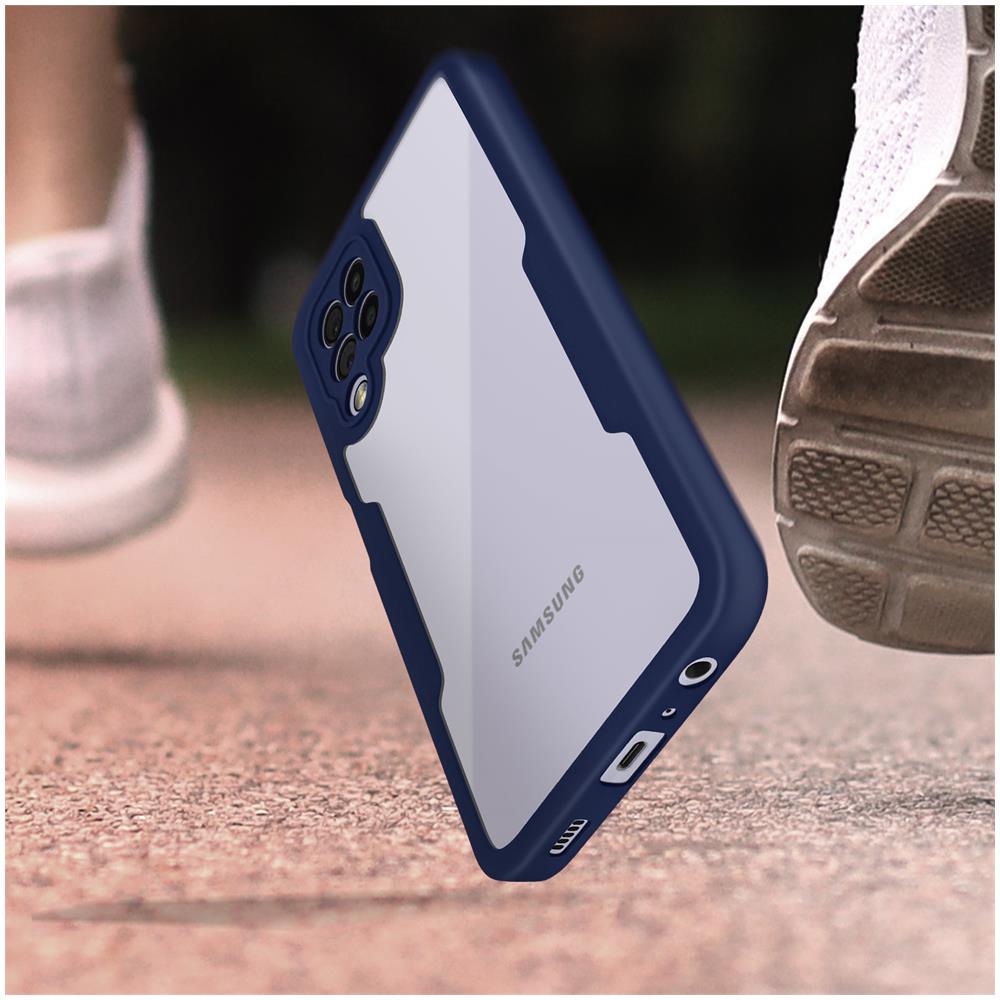 Cover Galaxy A22 4g Retro Plexiglass Fronte Polimero Rinforzata Bordo Blu Notte - Foto 2