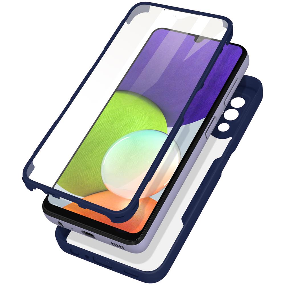 Cover Galaxy A22 4g Retro Plexiglass Fronte Polimero Rinforzata Bordo Blu Notte - Foto 1