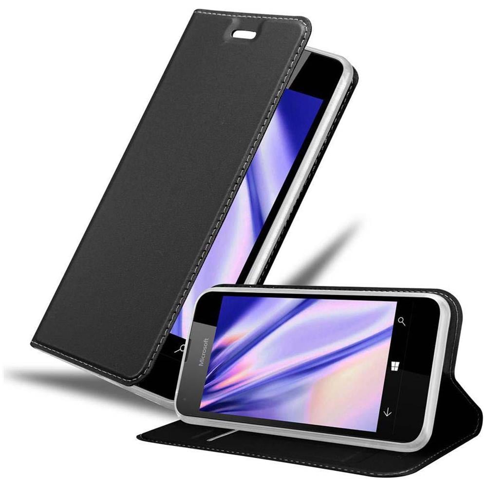 Custodia Compatibile Con Nokia Lumia 550 In Classy Nero - Coperchio Protettiva Con Chiusura Magnetica, Funzione Stand E Tasca Per Le Carte - Foto 1