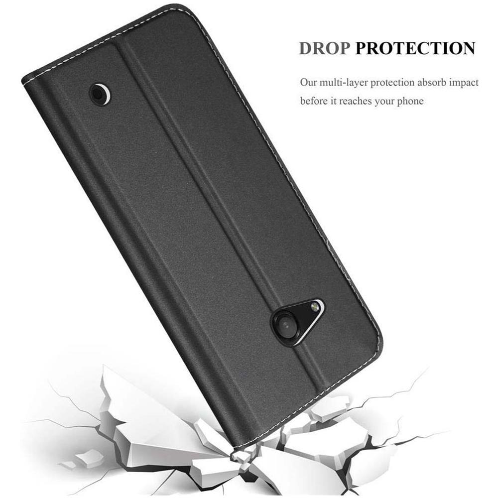 Custodia Compatibile Con Nokia Lumia 550 In Classy Nero - Coperchio Protettiva Con Chiusura Magnetica, Funzione Stand E Tasca Per Le Carte - Foto 8