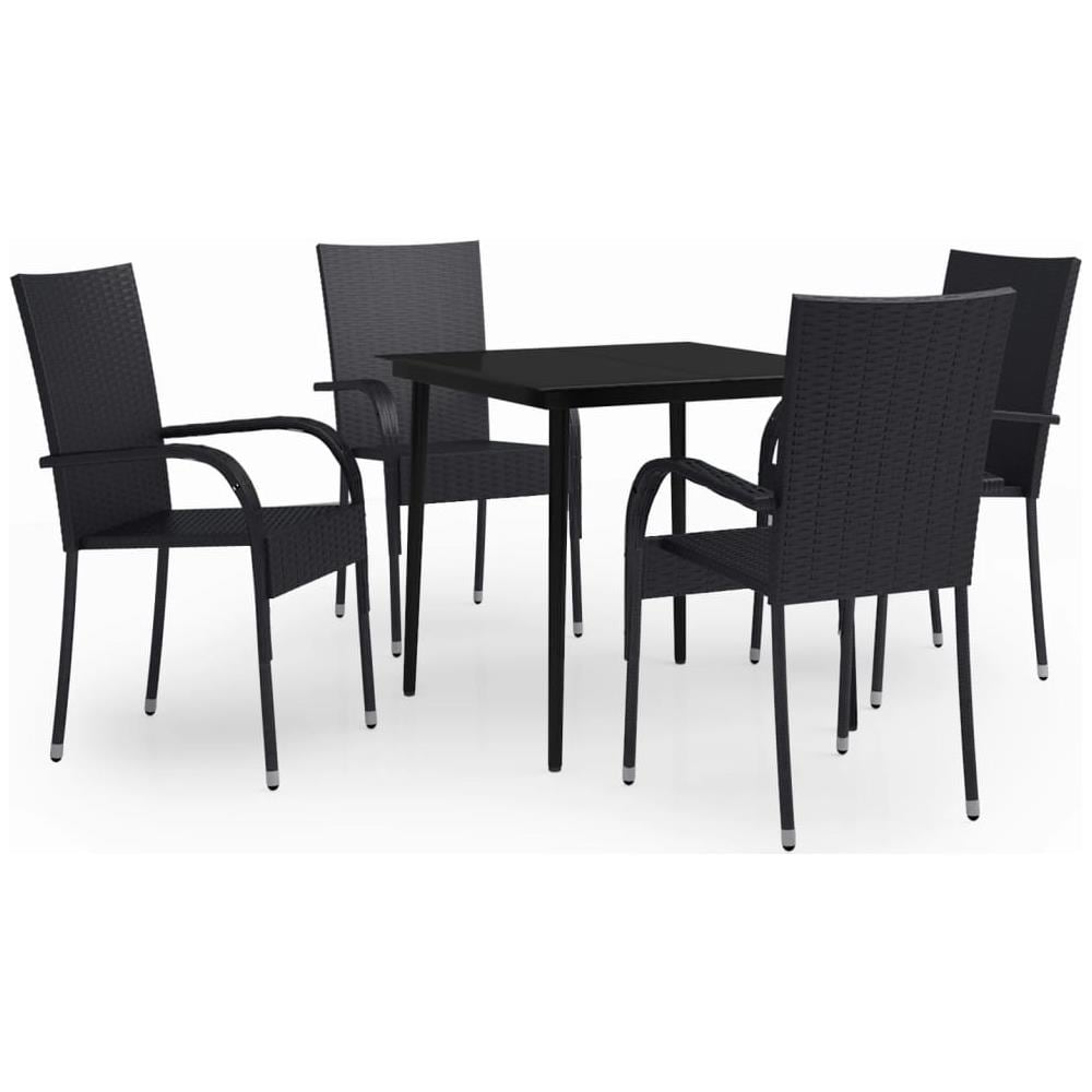 Set Mobili Da Pranzo Per Giardino 5 Pz Nero - Foto 2